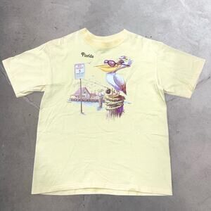 Vintage 2001 Florida Pelican T Shirt M Yellow Anvil Made In USA Y2K Graphic Bird